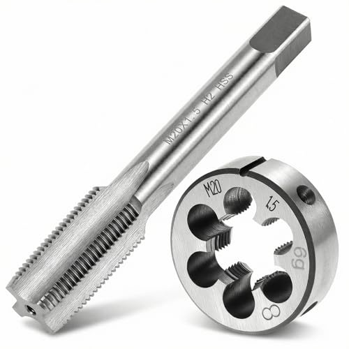 QWORK® Gewindebohrer M20x1.5mm, Gewindebohrer und Schneideisen Set