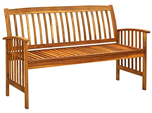 Frdhee Hockerbank Gartenbänke, Gartenbank mit Kissen 147 cm Massivholz Akazie für Wintergarten, Terrasse, Garten