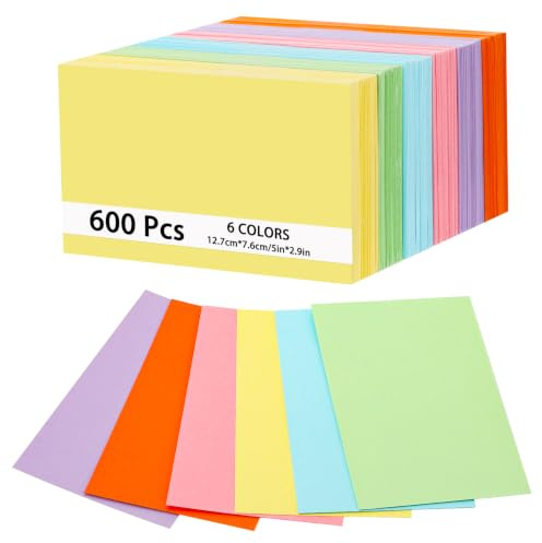 600 Moderationskarten Set, 12,7 x 7,6 cm Karteikarten Blanko Lernkarten | 150g/m² Beidseitig Beschreibbar, 6 Farben Dickes Papierfür Vokabel Lernen Präsentationen Schule Büro