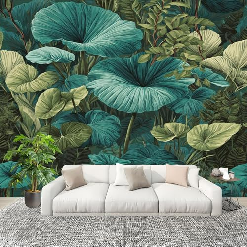 3D Créatif Papier Peint Panoramico Hojas De Plantas Tropicales Décoration De La Maison Papel Tapiz Imperméable Murales 200X140 cm Verde Amovibles ExtraíBle Para Despegar Y Pegar Fotomurales