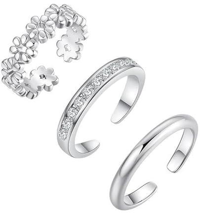 MIYUEFAN 3 stycken tåringar för kvinnor, 14K guldpläterad tåringar justerbar uppsättning stacking CZ öppen sommar strand fotsmycke, Koppar, Ingen ädelsten