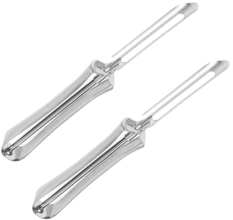 SHINEOFI Pelador de Cocina Manual de Acero Inoxidable 2 Piezas Mango Antideslizante para Frutas y Verduras, Pelador Multifuncional para Zanahorias, Patatas y Cítricos, Apto