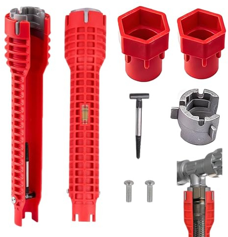 8 in 1 Sink Wrench, Tap Spanner for Tight Space, Sink Tap Spanner, Faucet Wrench Plumbing Tools for Under Sinks Taps Nut for Tight Spaces Adjustable Wrenchs for Kitchen and Bathroom Sinks Repair