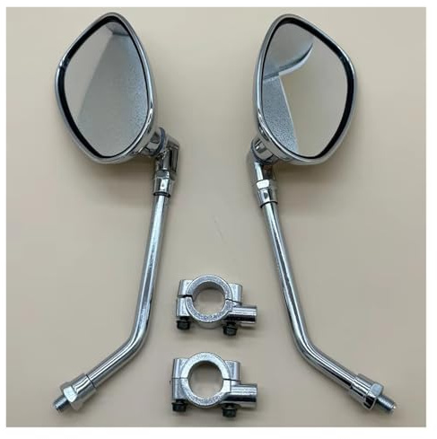 Motorrad Spiegel 1 Paar 22 Mm M10 Chrom-Rückspiegel Mit Halterung Für Motocross-Roller ATV E-Bike Motorrad Seitenspiegel Rückansicht Seitenspiegel