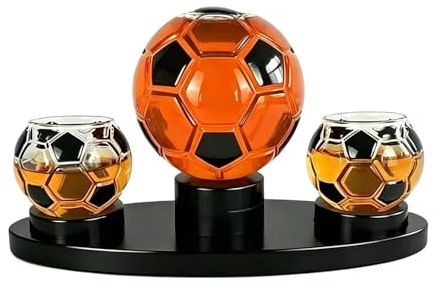 Set Decanter - Bicchiere da whisky in a tema calcio,Set Di Bottiglie Decanter Whisky 850 Ml | per Papà, Marito, Mamma, Nonni e per la Tavola
