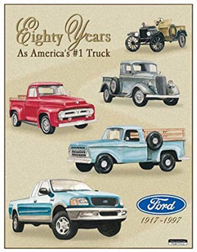 Signs 4 Fun SIG712 Ford 80 Yrs Pickups Metal Tin Sign, Cream