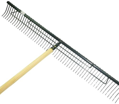 Polar Rasenrechen 100 cm 56 Zinken Rasen Harke Heu rechen Laubrechen mit Stiel