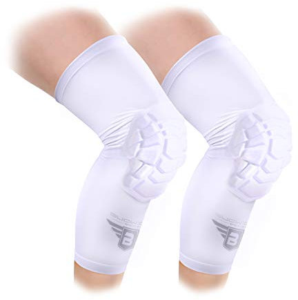 Bucwild Sports Knee Pads/Padded Compression Pro Knee Sleeves (1 Pair) Youth & Adult Sizes - Basketball Wrestling Volleyball - XS/Small/Medium/Large/XL Black White Red Royal Blue Navy Blue