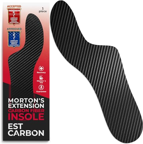 Carbon Fibre Insole, 1 pc, UK Size Men 9.5, Women 10.5, Mortons Extension | EstCarbon Orthotic Shoe Insert, Reversible Foot Plate for Turf Toe, Hallux Rigidus, Morton’s Toe & Plantar Fasciitis