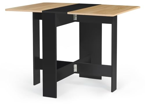 IDMarket - Tavolo consolle pieghevole EDI 2-4 persone in legno nero piano in faggio