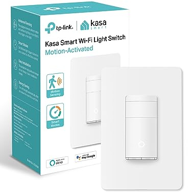 Kasa Smart WiFi Motion Sensor Switch, Single Pole, Needs Neutral Wire, 2.4GHz Wi-Fi Light Switch, Compatible with Alexa & Google Home, UL Certified, No Hub Required(KS200M),White,1-Pack