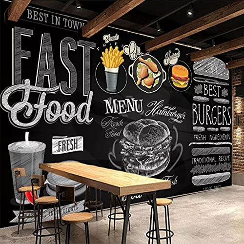 Papier peint mural 3D mode tableau noir Fast Food Burger Restaurant fond décoration murale papier peint rétro 250x175 cm