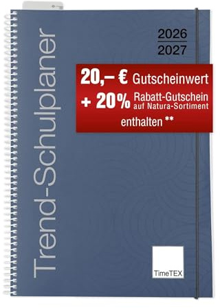 TimeTEX Trend-Schulplaner A4 Nachtblau - Ringbuch - Schuljahr 2026-2027 - Lehrerkalender - Unterrichtsplaner - Timetex 10582