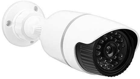 MXGZ Telecamera finta, adesivo per esterni, telecamera di simulazione di sicurezza, impermeabile, luce a LED bianca, per luoghi pubblici e comunitari, per fotografie, imitazione monitor