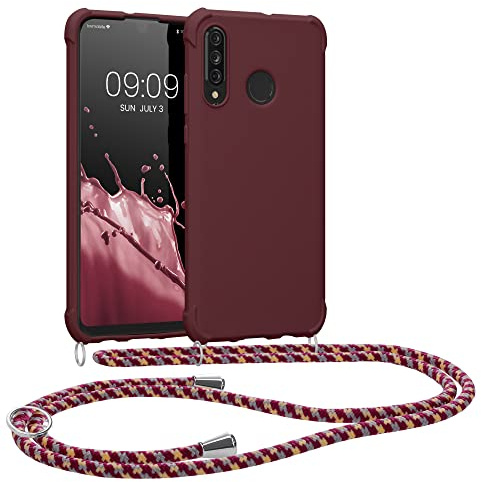 kwmobile Necklace Case kompatibel mit Huawei P30 Lite Hülle - Cover mit Kordel zum Umhängen - Silikon Schutzhülle Bordeaux Violett