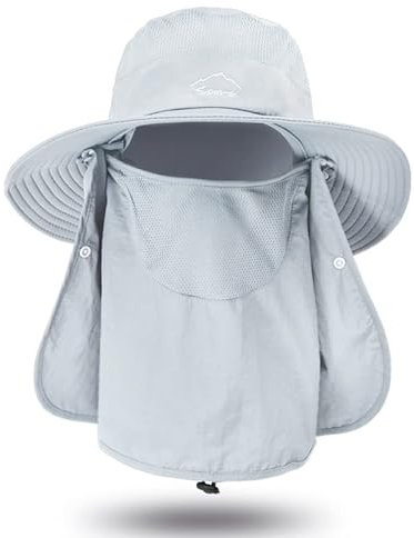 Angelhut mit UV-Sonnenschutz, Faltbarer Hut mit breiter Krempe und Gesichtsabdeckung sowie Nackenschutz für Männer und Frauen.