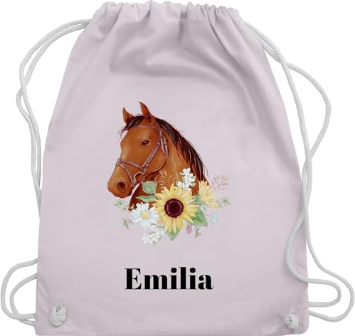 Turnbeutel Rucksack - Pferd - Pferde Mädchen Geschenk I Pferdekopf - Unisize - Pastell Rosa - beutel pferderucksäcke pferden stoffbeutel tasche pferderucksack pferdemotiv sportbeutel kindergarten