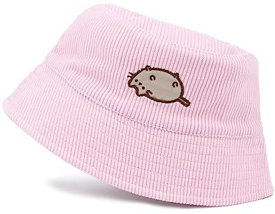 Pusheen The Cat Fischerhut für Mädchen | Kinder Teens Karikatur Katze Tier Einheitsgröße Rosa Kordel Sommer Sonnenhut | Merchandise Geschenke
