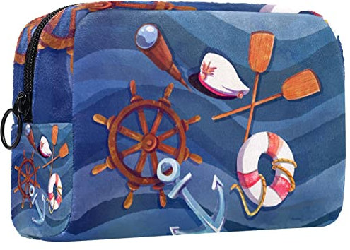 Gifts for Men Women Makeup Bags Toiletry Pouch Small Cosmetic Bags, Anchor Lifebuoy Nautical