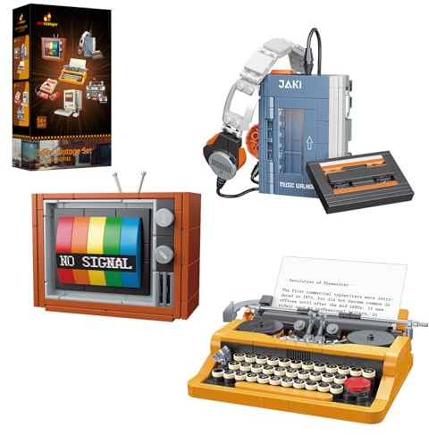 JMBricklayer Set di mattoncini da costruzione, per TV in stile retrò, 20131, per elettrodomestici vintage, con morsetto, decorazione per la casa, giocattolo retrò per adulti e ragazzi