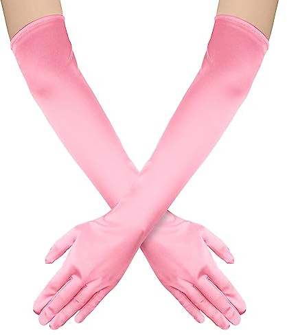 NQEUEPN Lange Damenhandschuhe, 52cm Lange Ellbogen Satinhandschuhe Opernhandschuhe Dehnbare 1920er Handschuhe Handpflege Feuchtigkeitshandschuhe für Frauen Mädchen Abendparty Tanz
