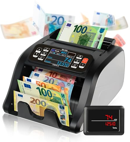 Jubula MV-300 Macchina conta banconote professionale a denominazione mista | EUR, USD, GBP | Verifica banconote | Macchina conta soldi | Contabanconote professionale miste | Contasoldi
