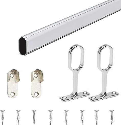 Supports Ovales pour Rail de Penderie,Support de Tringle D'armoire,Kit de Barre de Penderie Ovale,Support Central pour Barre de Penderie Ovale,Support de Barre de Cintre en Métal 4 Pièces Tokaneit
