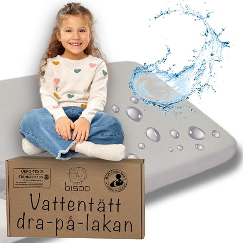 Bisoo Magic Sheet 80x180 Grå Vattentät Dra-på-lakan för Juniorsäng Barnsäng