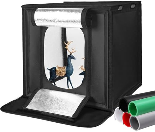 LMYYDES Photo Studio Photography Light Box Folding LED Light Tent Desktop Photo Studio Light Box Softbox 2x1690LM LED Beads 5500K with 5pcs Color Backdrops,80x80cm