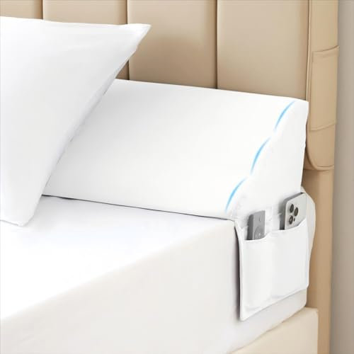 MEGCXIT King Bed Wedge Pillow for Headboard, Bed Gap Filler, Triangle Pillow Wedge for Headboard Gap, Bolster Pillows for Beds, Anti-Slip Mattress Wedge Gap Filler, 76×10×6, White