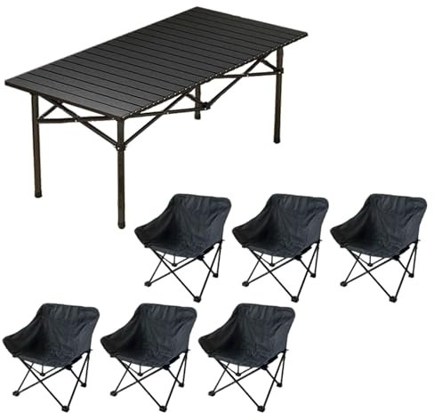 Tragbarer Picknicktisch mit Sitzplätzen für mehr Personen, zusammenklappbarer, aufrollbarer Camping-Kompakttisch aus Kohlenstoffstahl, zusammenklappbarer, Leichter Rasenstuhl für die Gartenterrasse