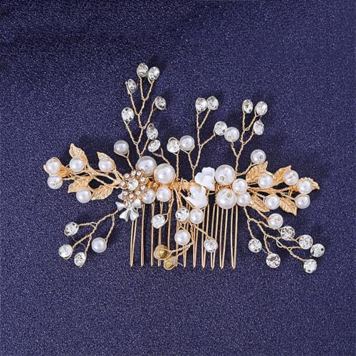 Haarkamm mit Clip-Anstecknadel, Strass-Stirnband für Damen, Party, Braut, Hochzeit, Haarschmuck, Schmuck, Gold
