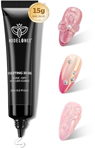 Modelones 3D Gel Nail Art, 15 g 4 in One Skulptur Nail Gel Multifunktionell for Nail Rhinestone Charms Glue Chrome Nail Powder Nagel Carving DIY Nageldesign