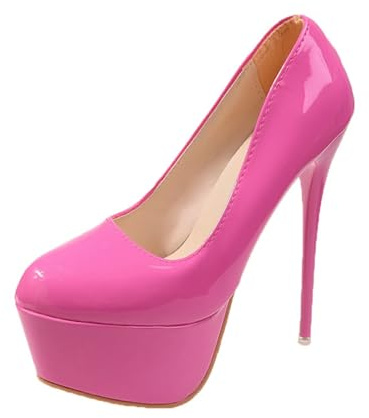 Omeslike 6,30 Pouces / 16 cm Femmes Sexy Talons Hauts Mode Bureau Stiletto Robe De Mariée Chaussures De Fête Stripping Pompes De Danse pour Femmes,Rose,43 EU