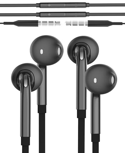 Auricolari 3,5mm Cuffie con Filo compatibile per Samsung Galaxy (2Pack) Gaming Microfono Cuffia In Ear PC Jack Cavo Auricolare da Cuffiette Musica Smartphone Telefono MP3 Cablate Aux Headphones S6-ej