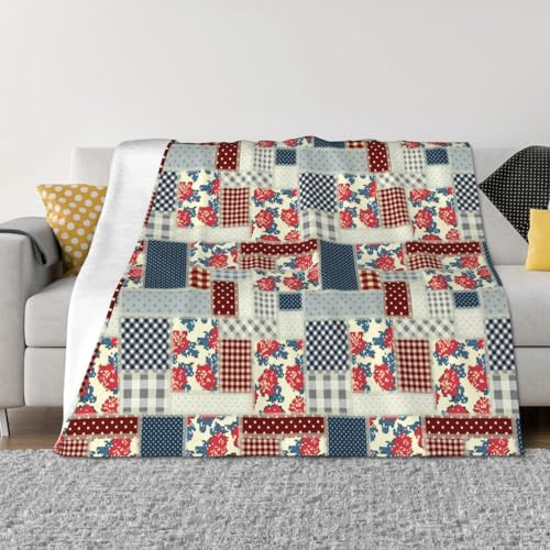 Manta para sofá, patchwork, suave, mullida, cómoda, cálida, ligera, acogedora, manta de franela y manta para sofá, cama, todo el año, 127 x 102 cm