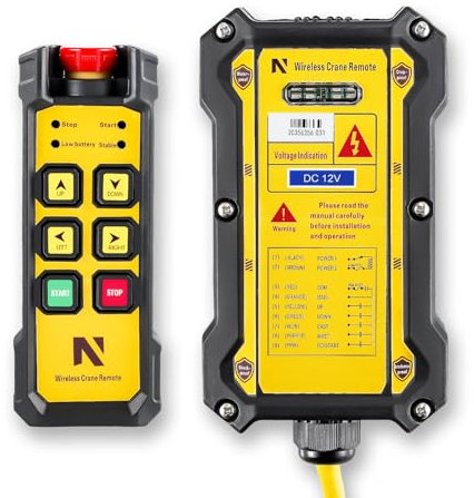NEWTRY 12V Drahtlose Kran-Fernbedienung, 300M Funk Steuerungsreichweite 6 Tasten Funksteuerung für Industrie Hebezeug LKW Kran Elektrischer Hebeschalter mit Anzeigesystem