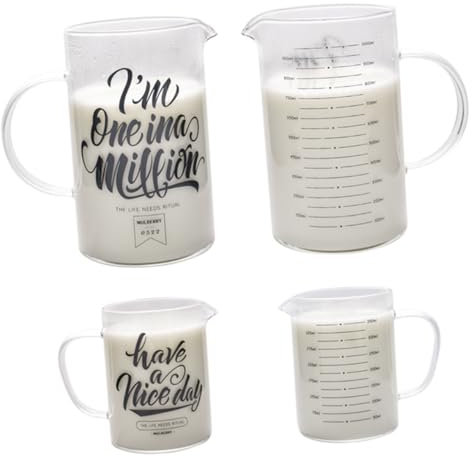 Cabilock Vaso Medidor Con Escala 350ml Taza Medidora De Vidrio Para Cocina y Hogar