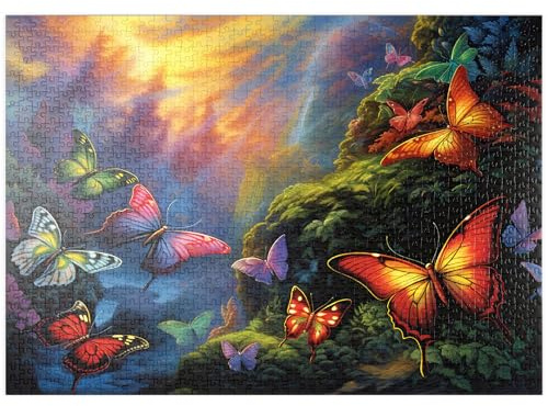 MyPuzzle des Papillons Multicolores dans La Forêt Enchantée - Premium 1000 Pièces Puzzle - Collection spéciale MyPuzzle de Puzzle Galaxy