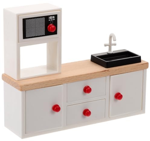 SUPVOX Armoire Miniature avec Évier Meubles Miniatures pour Maison De Poupée 1:12 Évier De Cuisine De Maison De Poupée Accessoire Décoratif pour Cuisine Et Salle De Bain