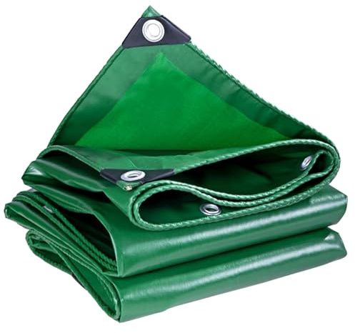 Waterproof Tarp Cover, Heavy Duty Green Tarpaulin with Metal Grommets, 1x1m 1x2m 1.2x1.5m Small PVC Tarpaulin for Covering Garden Furniture, Camping, Roof Caravan Building Site Ground Sheet(3.3ftx3.9f