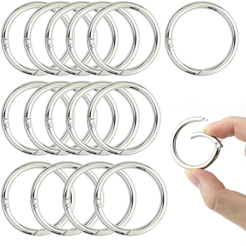 15 Stück Karabiner Rund 40mm Zinklegierung Schlüsselring Karabiner Karabinerhaken Rund Karabiner Ring für Schlüsselanhänger, Tasche, Schmuck, DIY Handwerk Machen (Silber)