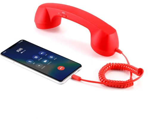 ENJOY-UNIQUE Retro Telefonhörer Empfänger Kopfhörer für Handy, Tablet, Laptop, Headset mit bequemem Anruf, USB-C-Schnittstelle, mit Antworttaste, geeignet für ältere Eltern