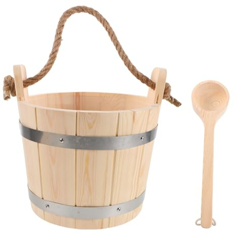 ibasenice Seau de Sauna avec Louche Kit Portable Stable Chaleur Seau Polyvalent pour Bain Spa et Jardin Poignée Corde pour Femmes