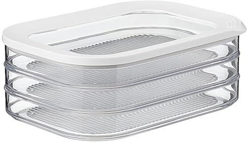 Áz ÁSZATOR Tupper Embutido Nevera 3 Niveles, Tupperware Organizador de Nevera Apilable 1650ml, Tapers Para Comida con Tapa Superior, Porta Embutidos, Fiambre y Almacenamiento de Carne