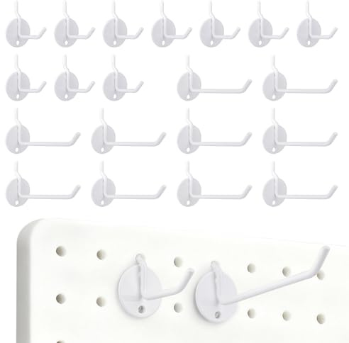 Diakey 20 Pack Pegboard Hooks, Metal Steel Peg Board Hooks with a Disk-Shaped Base for Hanging Tools, Stationer, Market,(5, 10cm) 10 of Each