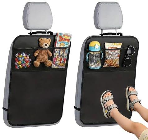 Kinesgsg 2 Pcs Protectores de Asientos para Coches con 3 Bolsillos, 60x45CM | Protector Asiento Coche, Protector Asiento Coche Respaldo, para Funda Trasera de Asientos de Coches, SUV y Camión