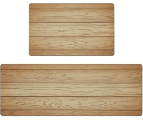 Alfombra Cocina 50X80Cm Grano De Madera Amarilla Alfombra Vinilica Cocina Cuero,Modernas Lavable Antideslizante Anti Fatiga para Pasillo, Comedor,Hogar Alfombrilla Cocina