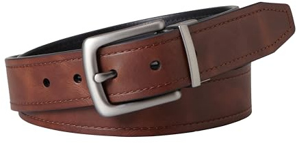 Fossil Herren Reversible Black and Brown Leather Belt Gürtel, Parker Braun/Schwarz, 32
