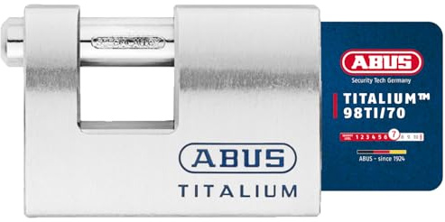 ABUS Titalium-Vorhangschloss 98TI/70, 70746 | Sicherung von Automaten & Rollgittern – TITALIUM Spezialaluminium, 150.000 Schließungen, ideal mit ABUS Überfalle 130
